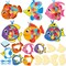 24 Pcs Under The Sea Fish Suncatcher Craft Kit Tropicial Fish Shaped Suncatcher Summer Craft Kit Window DIY Tissue Paper Decoration